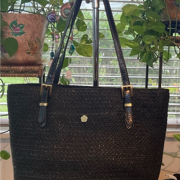 ERIC JAVITS BLACK STRAW SHOULDER BAG - Picture 8 of 12